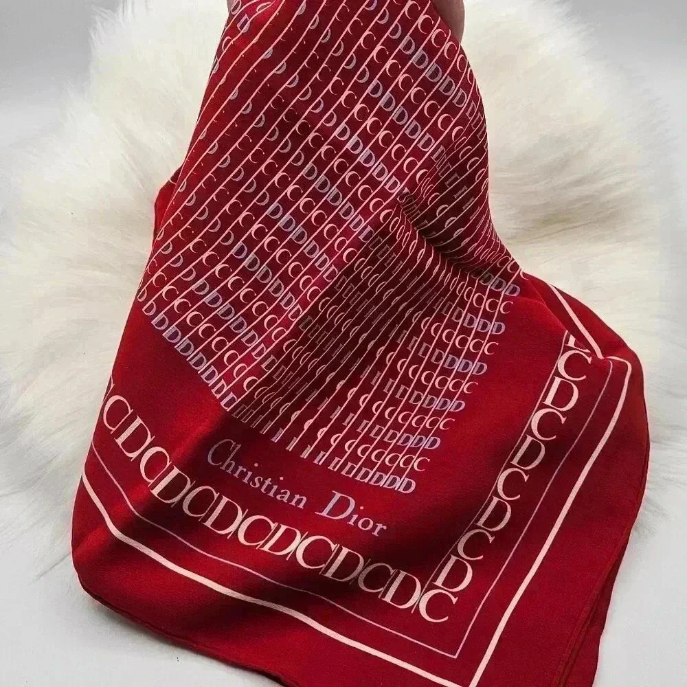 Price is FIRM* Christian Dior Red Silk  Logo Scarf